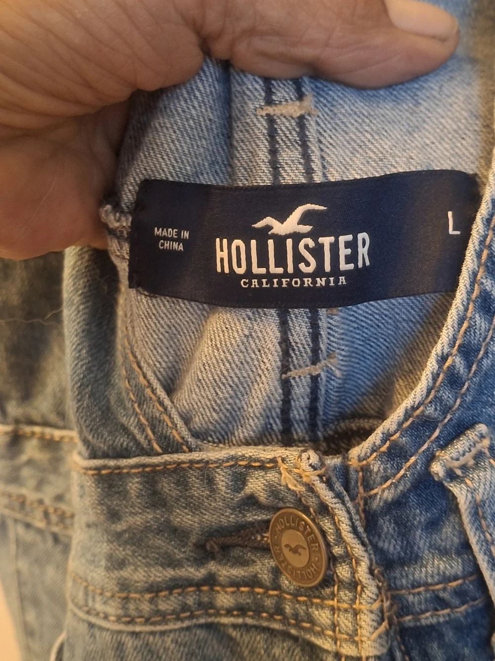 Hollister Light Blue Denim Short Overalls